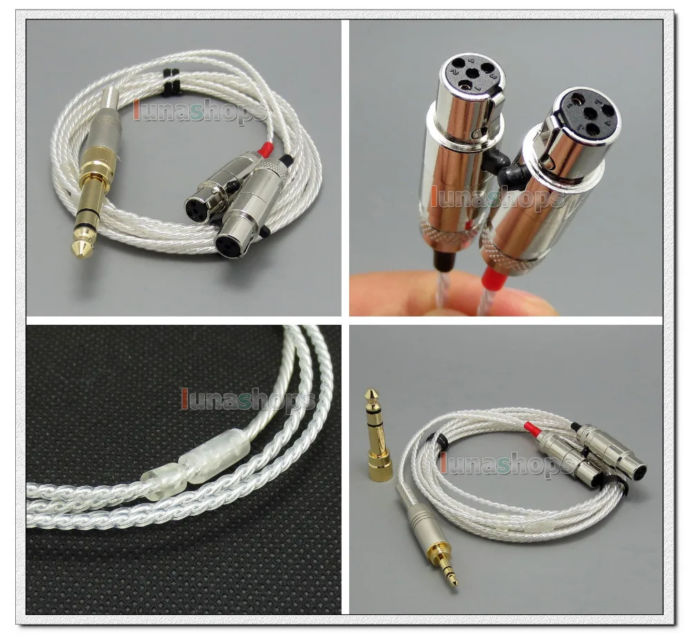 

LN004725 3.5mm + 6.5mm Male PCOCC + Silver Plated 1.3m 2m 2.5m Cable Cord for Audeze LCD-3 LCD3 LCD-2 LCD2