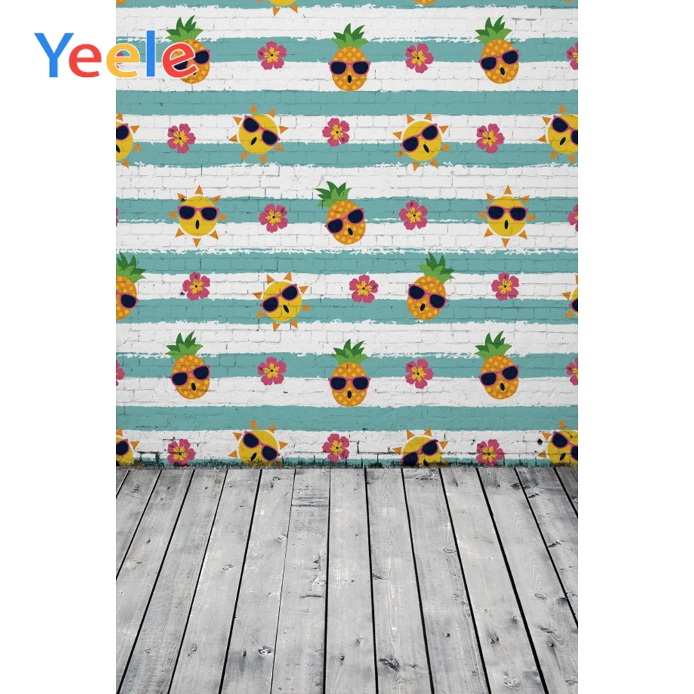 

Yeele Summer Cartoon Cool Sun Pineapple Poster Wall Scene Photography Background Portrait Photographic Backdrop For Photo Studio