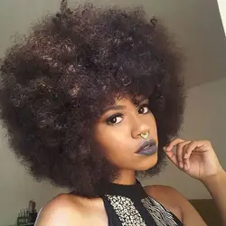 Лидер продаж для женщин коричневый синтетические вьющиеся Искусственные парики для женщин Короткие афро парик афро американо