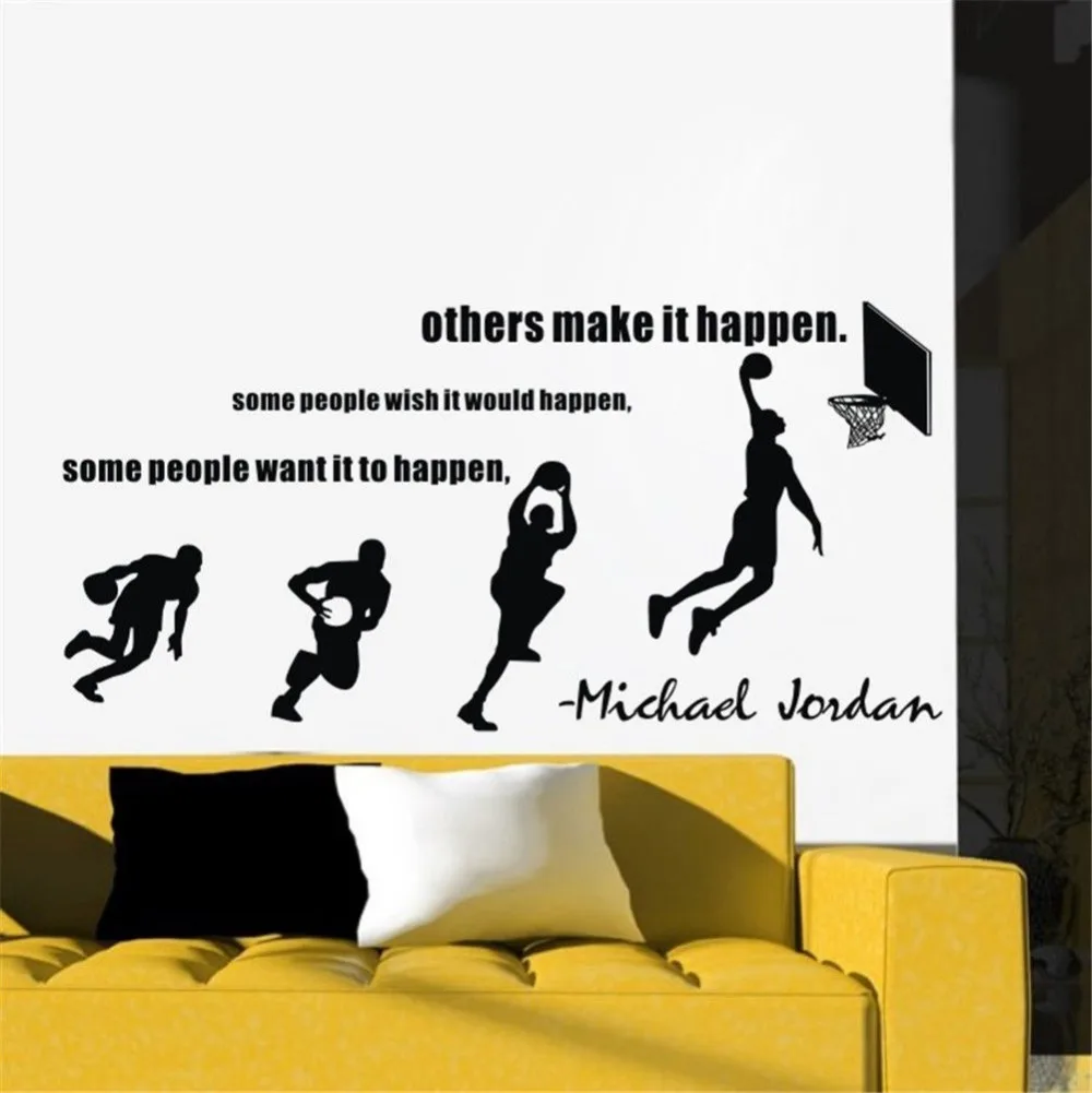 Michael Jordan Wall Decals Basketball Dunk Sport Wall Stickers Decal Stride Lay-UP Sports Quotes