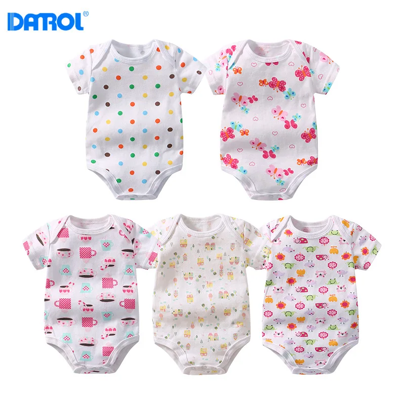 

DANROL Baby cotton Bodysuits Newborn Baby Short Sleeve Underwear Infant Boys Girls cotton bodysuit 5 pieces/lot