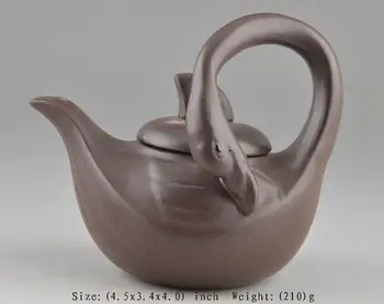 

Picturesque Purple Sands Old Handwork Fire Swan Shape Noble Superb Tea Pot