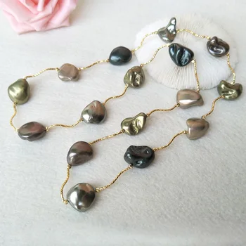 

5 Strands 18*20mm multicolor natural shell pearl beads necklace DIY jewelry for women gift making chian beaded rope choker NK115