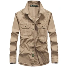 Новинка, рубашка в стиле милитари для мужчин, повседневные рубашки с длинным рукавом, мужские одноцветные весенне-осенние уличные рубашки размера плюс 5XL 6XL