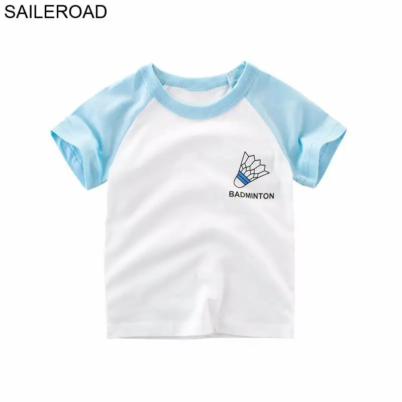 SAILEROAD/спортивная одежда футболка для мальчиков и девочек летние хлопковые топы для малышей, футболки для футбола с принтом, детская одежда