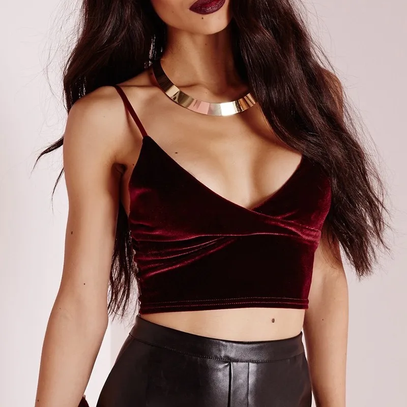 

Women Sexy Sleeveless Tank Top Crop Tops Velvet Casual Bra