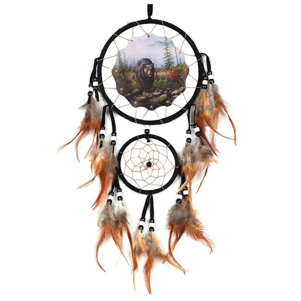 

1PC Handmade Dream Catcher With Feathers Wall Hanging Decoration Ornament(style 1)