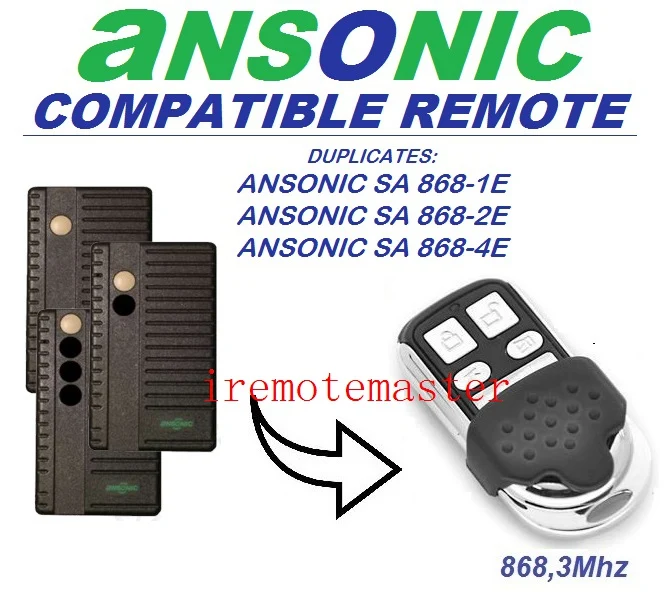 

Ansonic SA 868-1E,SA 868-2E,SA 868-4E garage door replacement transmitter remote 868MHZ free shipping