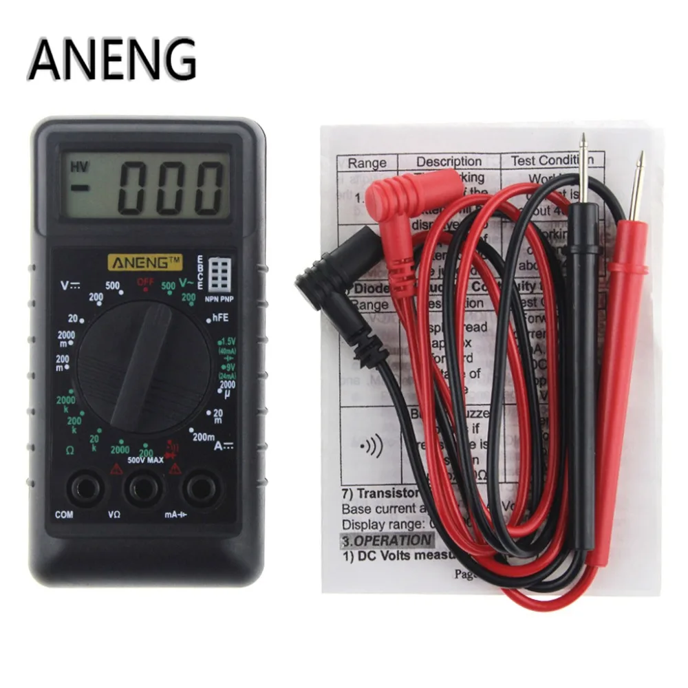 

ANENG Extra Mini Digital Multimeter Overload Protect Voltage Ampere Ohm Meter DC AC