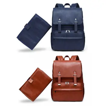 

Multifunctional Baby Diaper Nappy Mummy Leather Backpack Large Capacity Maternity Travel Bag with Changing Bag Stroller Straps