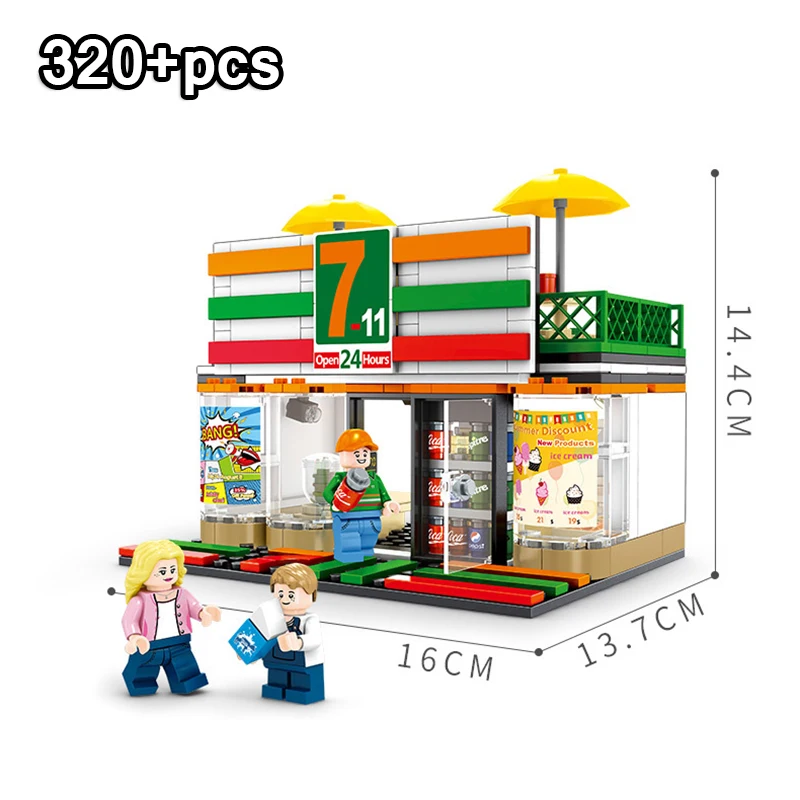 

320Pcs City Architecture 7-11 Convenience Store Building Block Compatible LegoING Street view Brick Educational Toy for Children