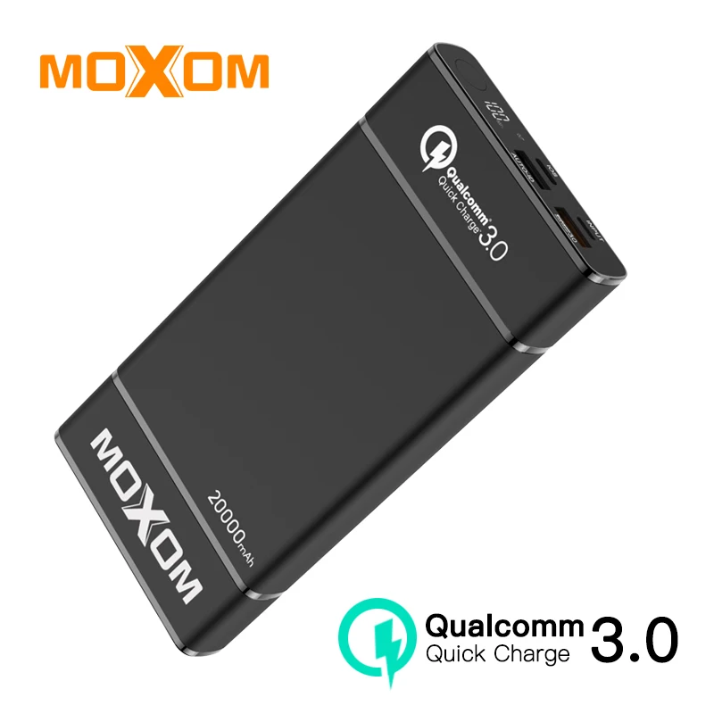  MOXOM Power Bank 20000mAh USB C PD Quick Charge + Dual QC3.0 Quick Charger Powerbank For iPhone Xs 