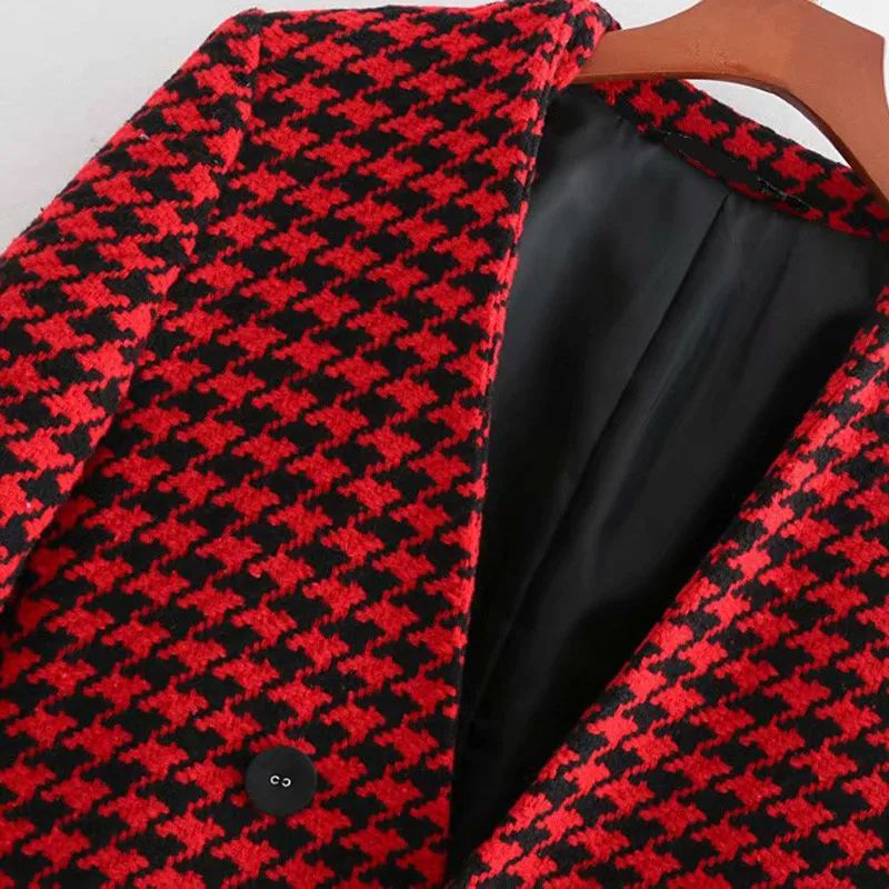 Bella philosophy осенний элегантный двубортный Длинный блейзер с узором «гусиная лапка», пальто с v-образным вырезом и карманами, верхняя одежда, повседневная одежда, Casaco Femme