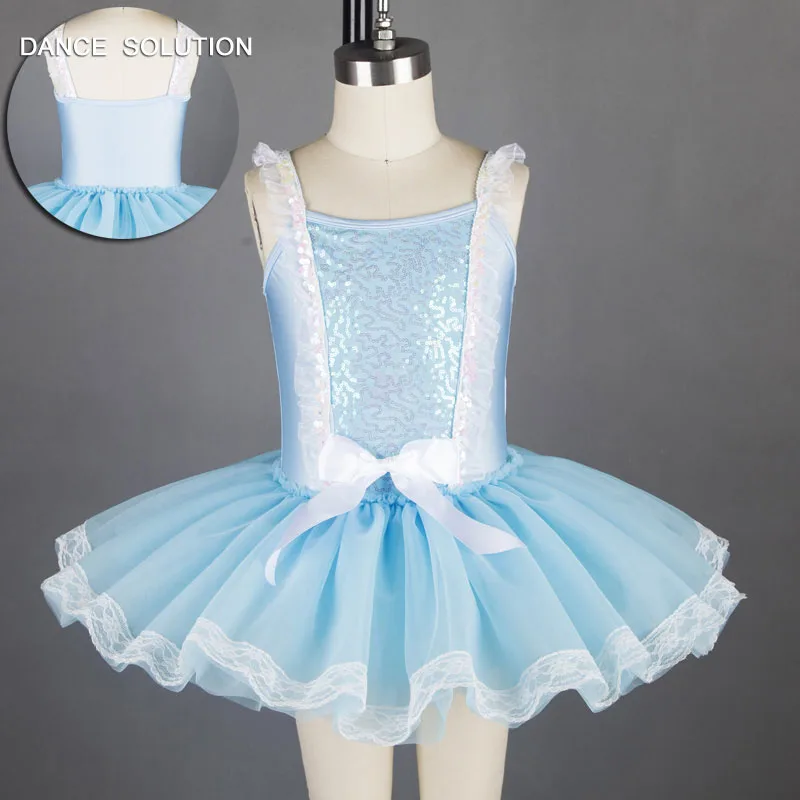 

Yellow or Pale Blue Ballet Dance Tutu Sequin Bodice with Top Quality Tutu Performance Costume Leotard Dress for Girls 14062