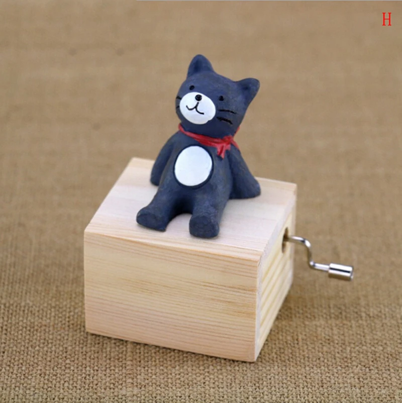 

Christmas Birthday Best Gift Toy for Girls Home Decor Cute Animals Wood Music Box Children Musical Hand-operated Music Boxes