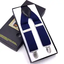 Модные кожаные сплав 4 Зажимы Мужские Винтажные повседневные подтяжки коммерческие брюки в западном стиле мужские подтяжки ремень