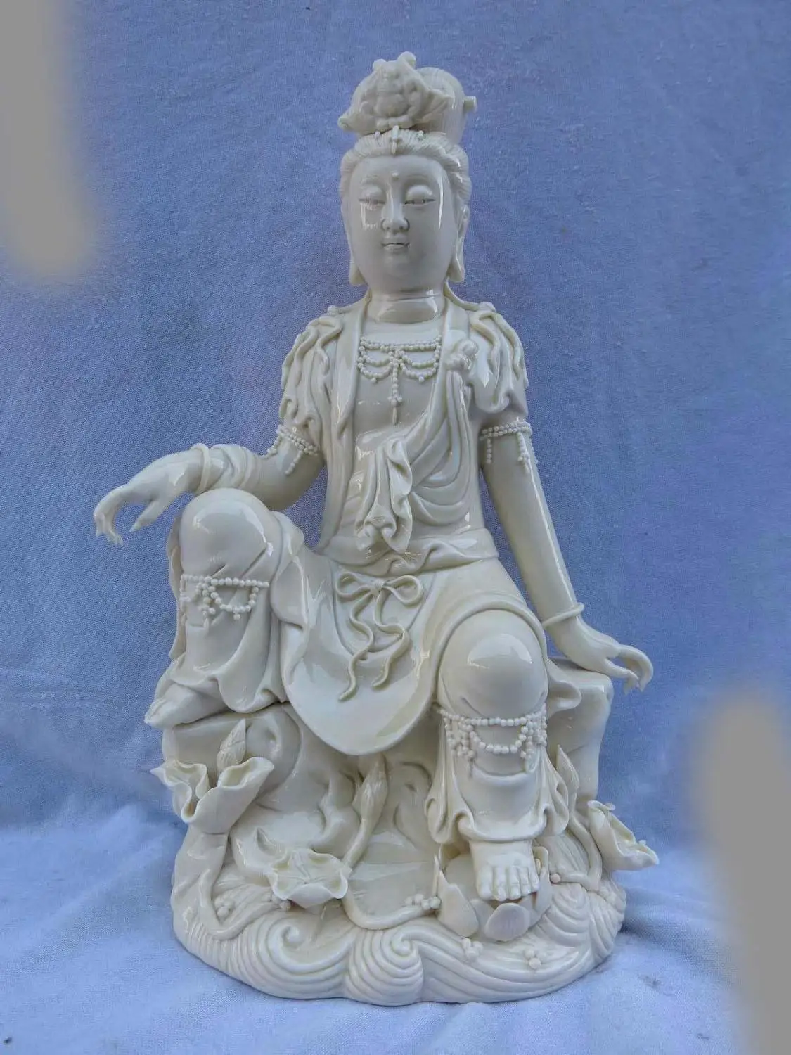 

DS 12' China Dehua porcelain Buddhism Kwan-yin Bodhisattva Guanyin Buddha Statue