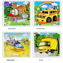 Метод Монтессори 16 шт. деревянный трафика Пазлы для Для детей интеллект раннее образование история формы Игрушечные лошадки подарок