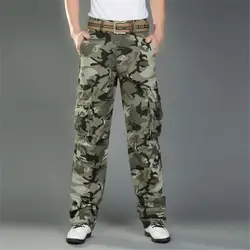 Бесплатная доставка, мужские повседневные свободные длинные брюки-карго с карманами, камуфляжные брюки, размеры 28-38