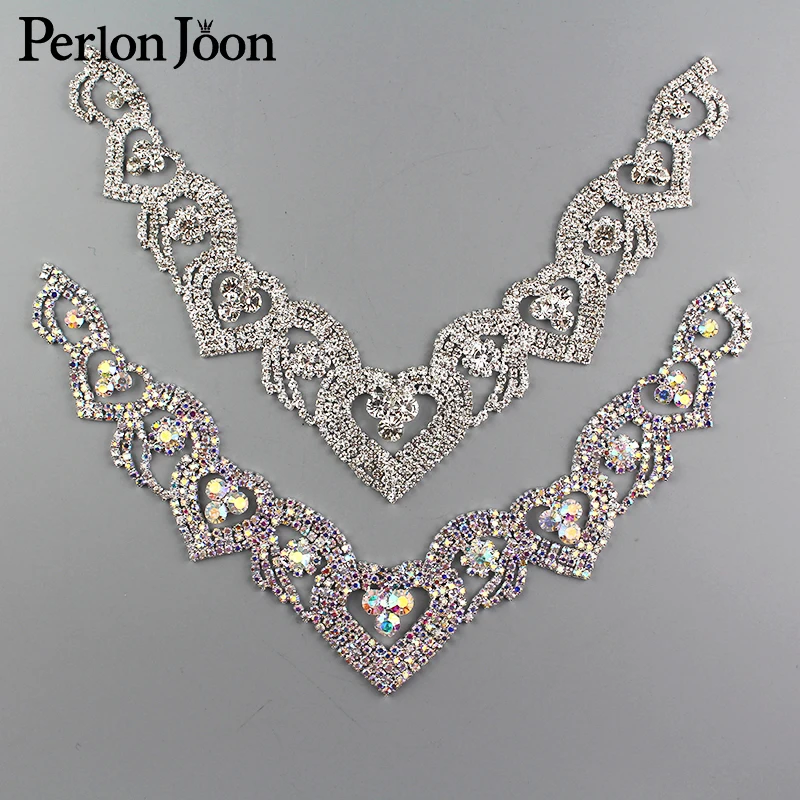 

DIY ab color welding Crystal patch Rhinestone Neckline for the wedding dress hand sewing Clothing Accessories YL004