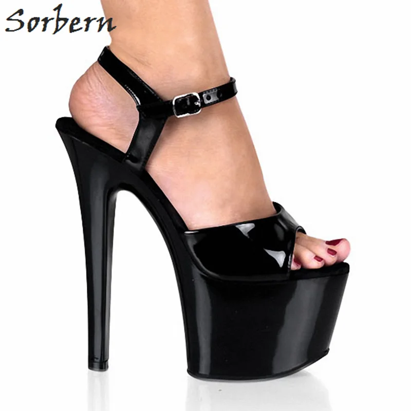 Sorbern Sexy 17Cm High Heels Women Sandals 7Cm Platform Open Toe Ankle Straps Summer Shoes For Women Ladies Shoes Size 43 New Sorbern Sexy 17Cm High Heels Women Sandals 7Cm Platform Open Toe Ankle Straps Summer Shoes For Women Ladies Shoes Size 43 New