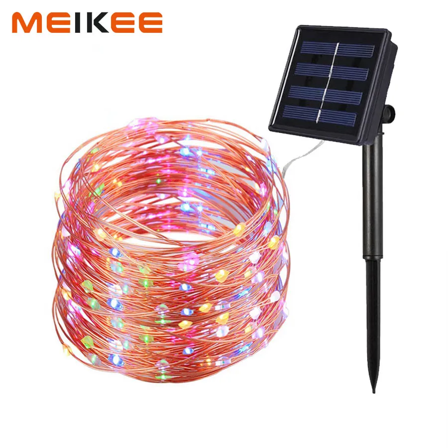 

10m 100leds Copper Wire LED String Lights 8Modes Waterproof Solar Power Christmas Lights for Weddeing Party Holiday Decoration