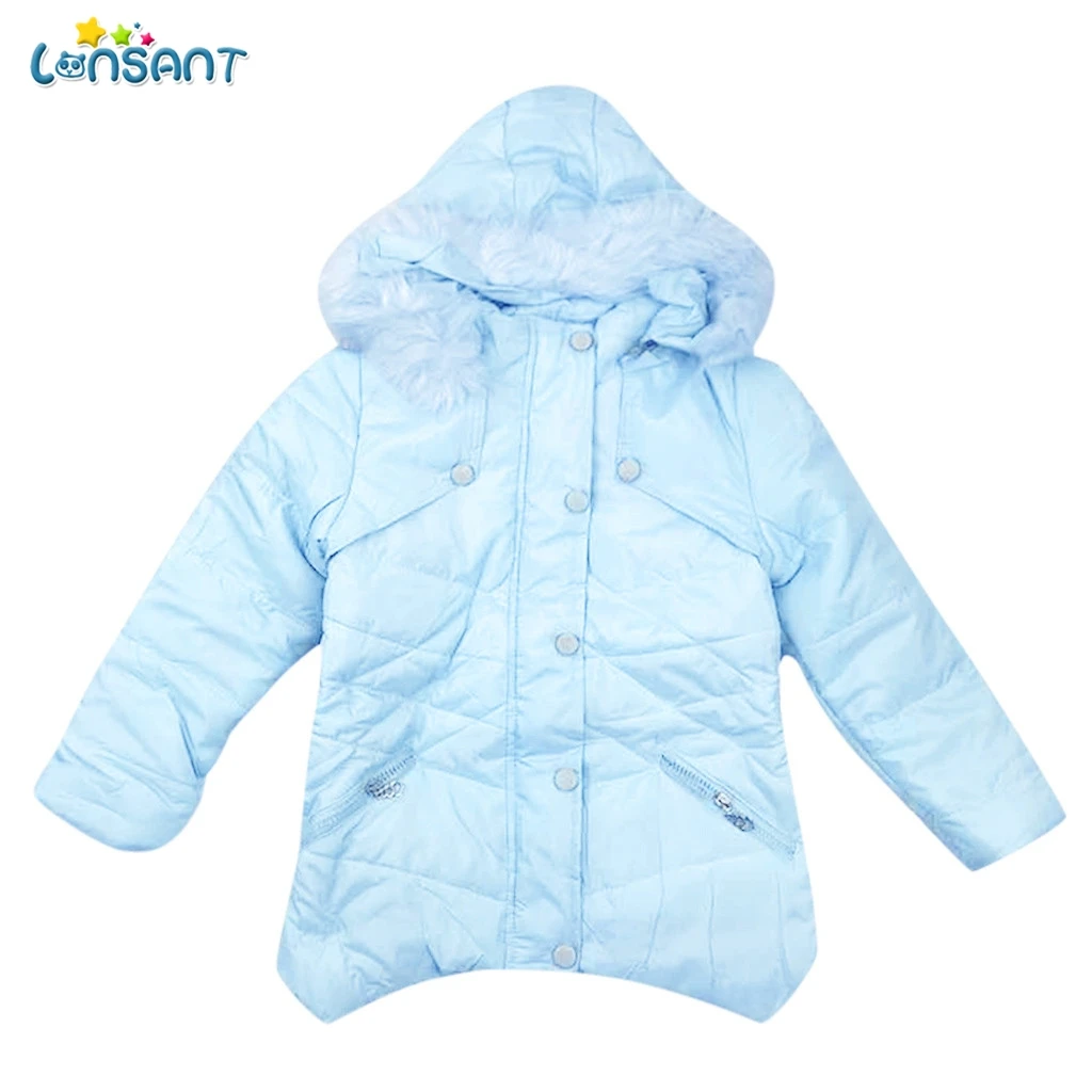 LONSANT/парки для девочек; зимняя куртка на пуговицах с капюшоном и длинными рукавами; Roupas Infantis Meisjes Jas Veste Fourrure; пуховое пальто; N30