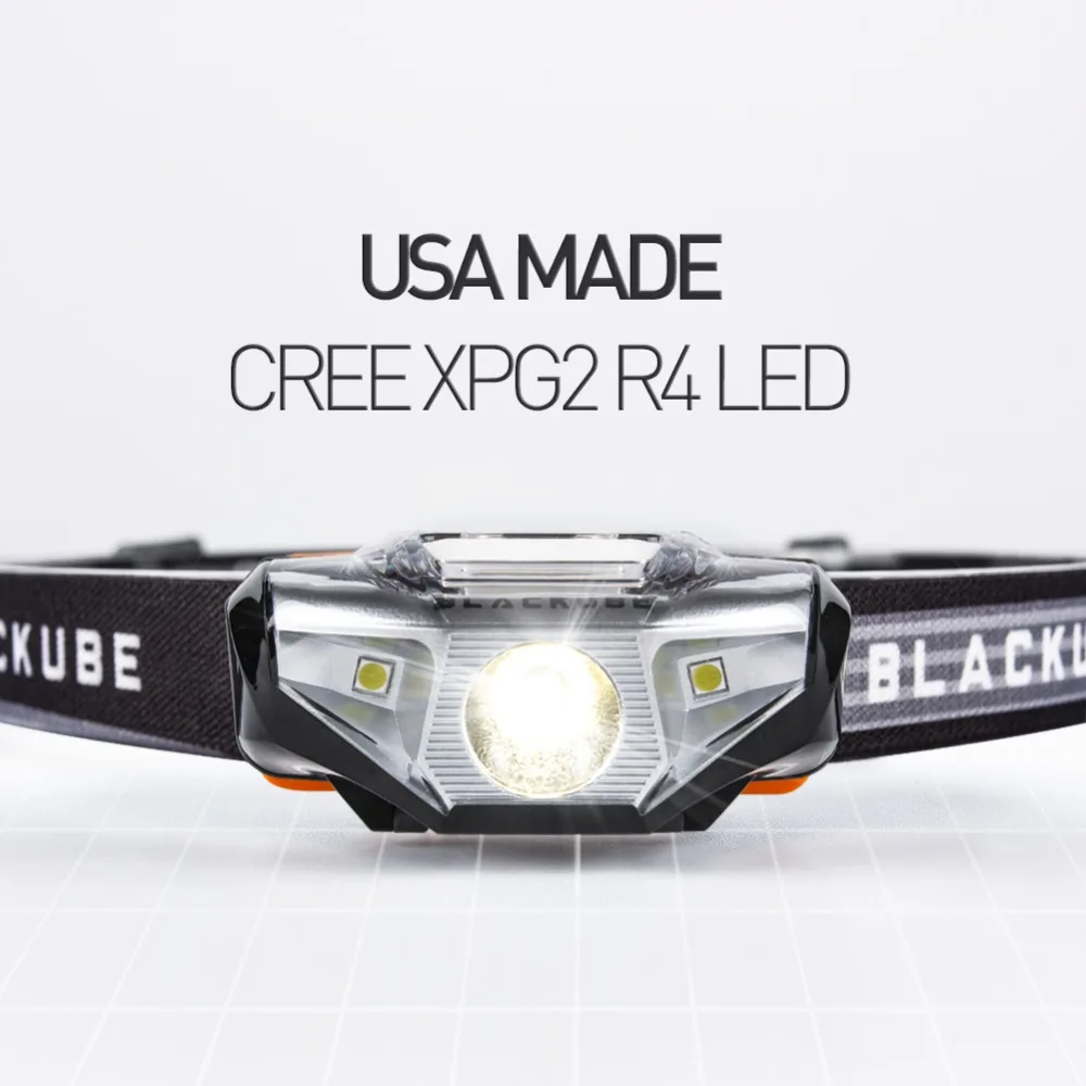 

Blackube LED headlamp 3W 7 mode running headlight perfect for camping fishing walking with black and blue light