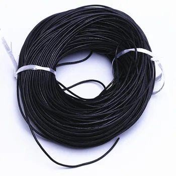 

Free shipping Wholesale Jewelry DIY 100Yards 2mm Black Round Genuine Leather Cord, Necklace & Bracelet Cord