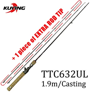 KUYING TETON Combo, 1,56 м, 1,8 м, 1,86 м, 1,9 м, 1,92 м, 1,98 м, карбоновый супер ультра-светильник, Мягкая приманка, литье, спиннинг, удочка - Цвет: TTC632UL COMBO