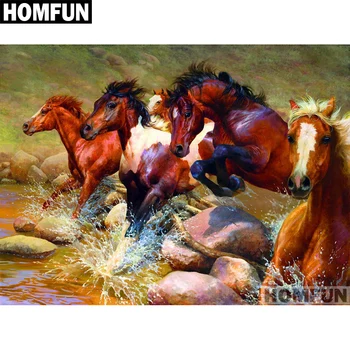 

HOMFUN Full Square/Round Drill 5D DIY Diamond Painting "Running horse" Embroidery Cross Stitch 5D Home Decor Gift A01233