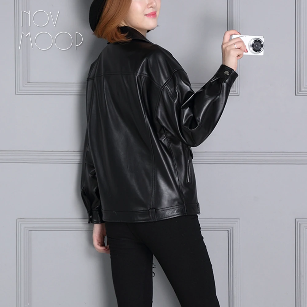 Zippée Noir Black Per Réel Off Veste En Décontracté Style Cuir Lt2649 Feminino Ropa Casaco Véritable Pic center D'agneau Femmes Manteau Coréen Zipper EqwRHBP