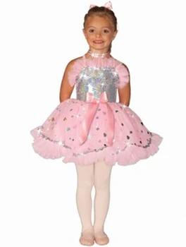 

The New Original Single Girls Dance Clothes Ballet Skirt Pink Sequins Theatrical Costume