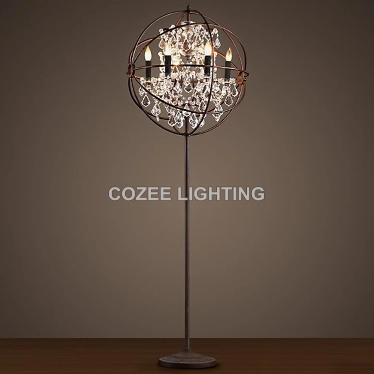Vintage Crystal Floor Lamp Standing Lighting Led Orb Cristal Vintage Crystal Floor Lamp Standing Lighting Led Orb Cristal Light Indoor Home Restaurant Living