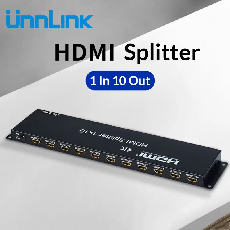Unnlink HDMI Splitter 1X10 UHD4K FHD1080 HDMI 1 In 10 Out for Video Wall LED Smart TV mi box ps4 monitor projector xbox computer