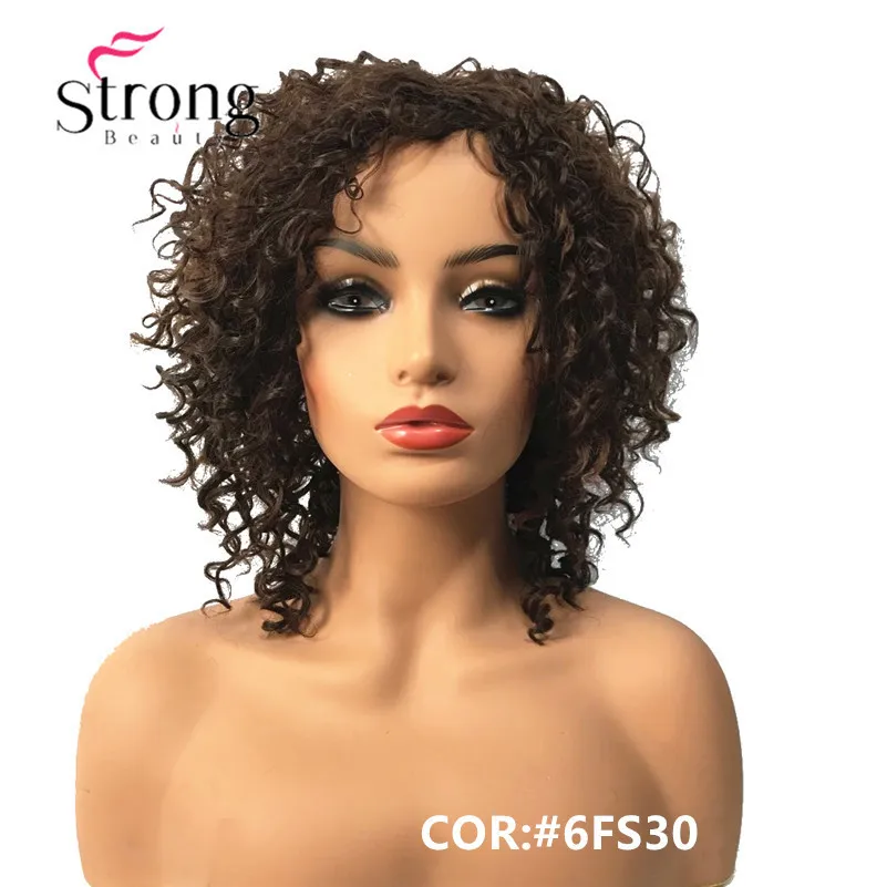 StrongBeauty короткие коричневые основные Омбре кудрявые афро Высокая Тепло ОК полный синтетический парик парики