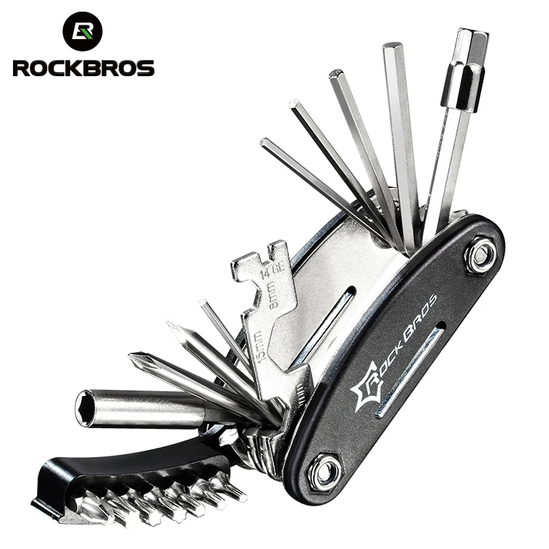 

ROCKBROS Bicycle Tools 16 in 1 Sets Mountain Bike Bicycle Multi Repair Tool Kit Hex Spoke Wrench Mountain Cycle Screwdriver Tool