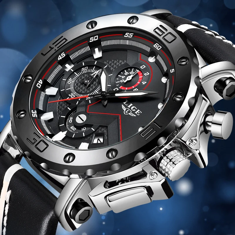 2018 New Watches Mens Top Brand LIGE Fashion Luxury Quartz Watch Male Military Waterproof Clock Men's Rose gold Sport Wristwatch