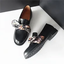 Весенняя женская обувь в британском стиле Женская обувь в консервативном стиле с круглым носком без шнуровки в деловом стиле в стиле ретро Обувь с бантами и бабочками