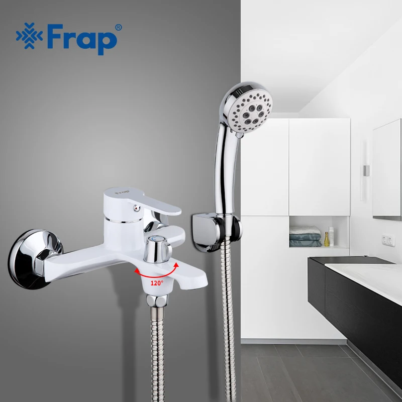 Elétrico de Banheiro Torneiras de Banheira e Chuveiro Frap Branco Dispositivo Set Wall Mounted Cachoeira Banheiro Banheira Chuveiro Torneira Misturadora Conjunto F3241