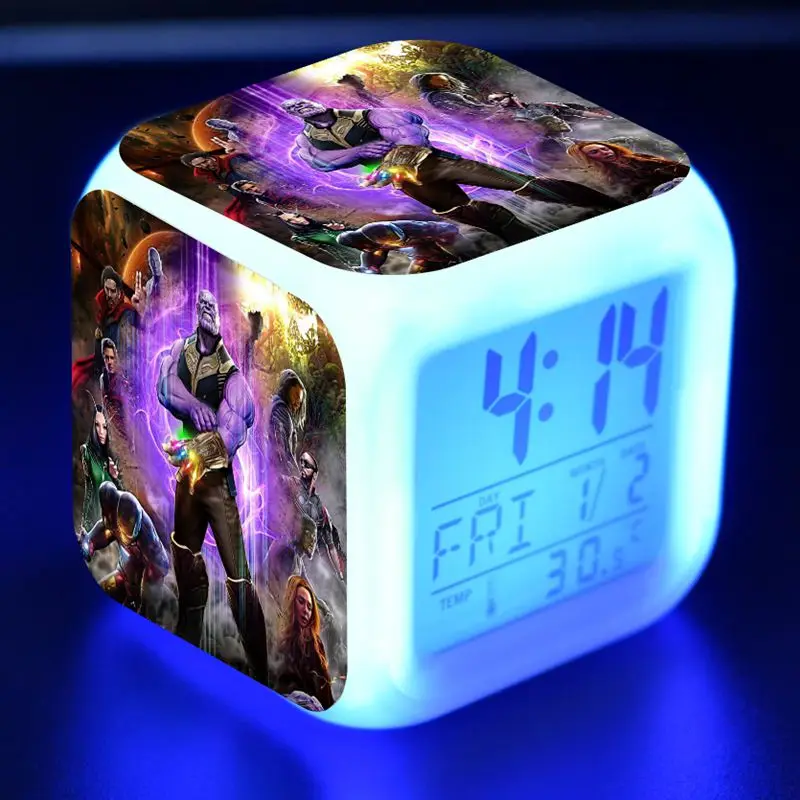 

Avengers End game Figuras LED Alarm Clock Colorful Flash Desk Light Marvel Avengers EndGame Iron Man Spiderman Figure Toys