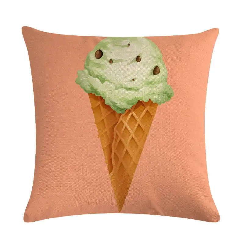 Ice Cream Print Cushion Cover Linen Colorful Pattern Home Decor Decorative Pillowcase for Sofa Couch Bedroom Summer Fresh Style Ice Cream Print Cushion Cover Linen Colorful Pattern Home Decor Decorative Pillowcase for Sofa Couch Bedroom Summer Fresh Style