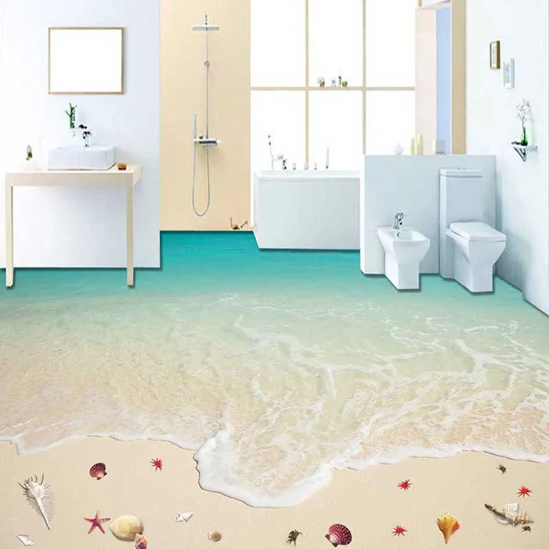 

3D Art Mural Waterproof Wall Stickers Kids Room 2016 Decor Floor Living Room Decal Sticker Beach Mural Ocean Wallpapers #102