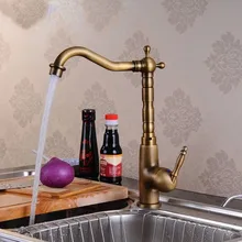 Античная латунь Одиночная Вращающаяся ручка для ванной для кухни для раковины Смеситель кран anf005