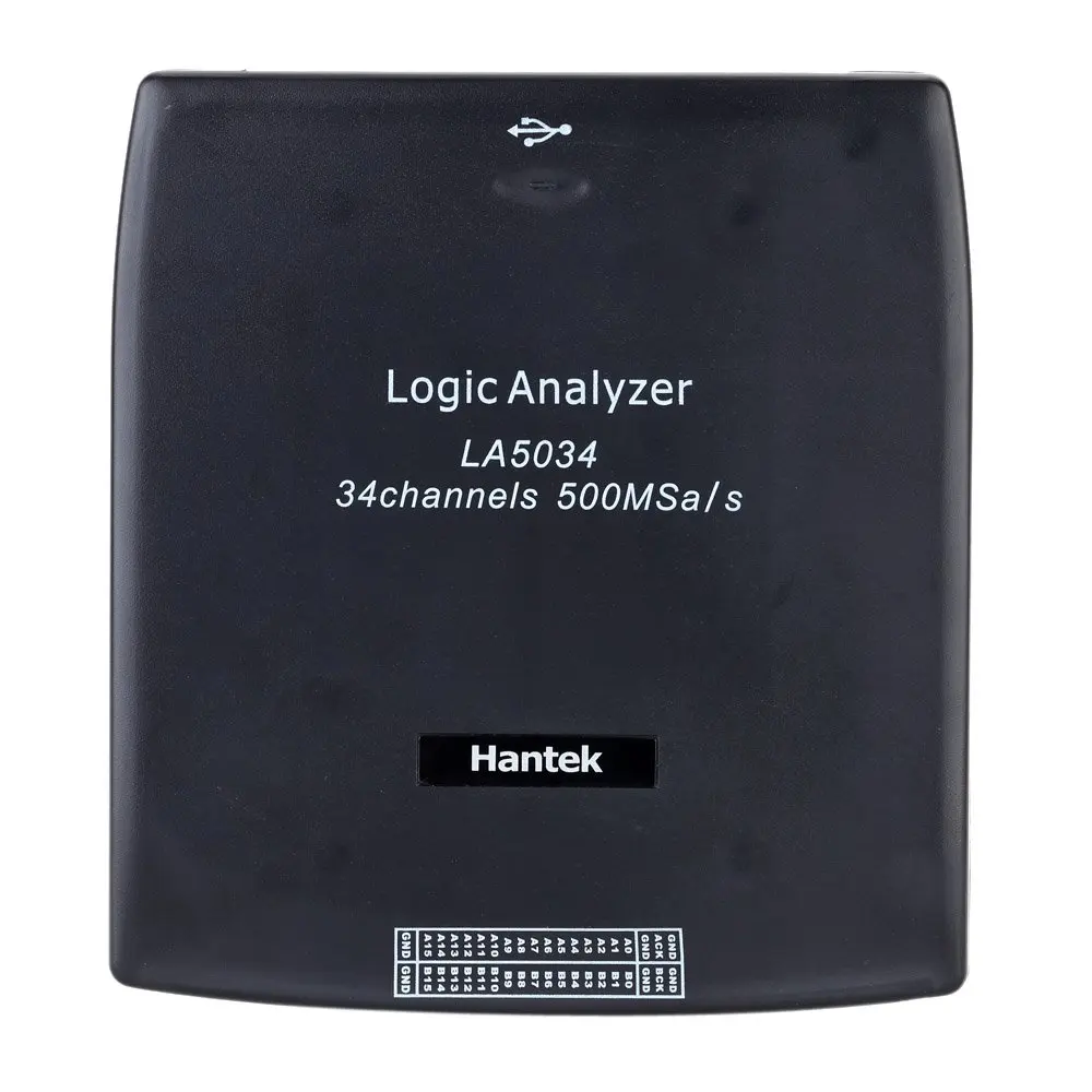 

Hantek LA5034 PC USB Logic Analyzer 34CH 500MHz Sample Rate 250MHz Frequency Counter CAN/ I2C/SPI/ RS232 Interpreters