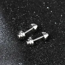 1 пара серебряных мужских двойных штанг в стиле панк, трендовые круглые серьги-гвоздики из нержавеющей стали без аллергии, не выцветают, для мужчин