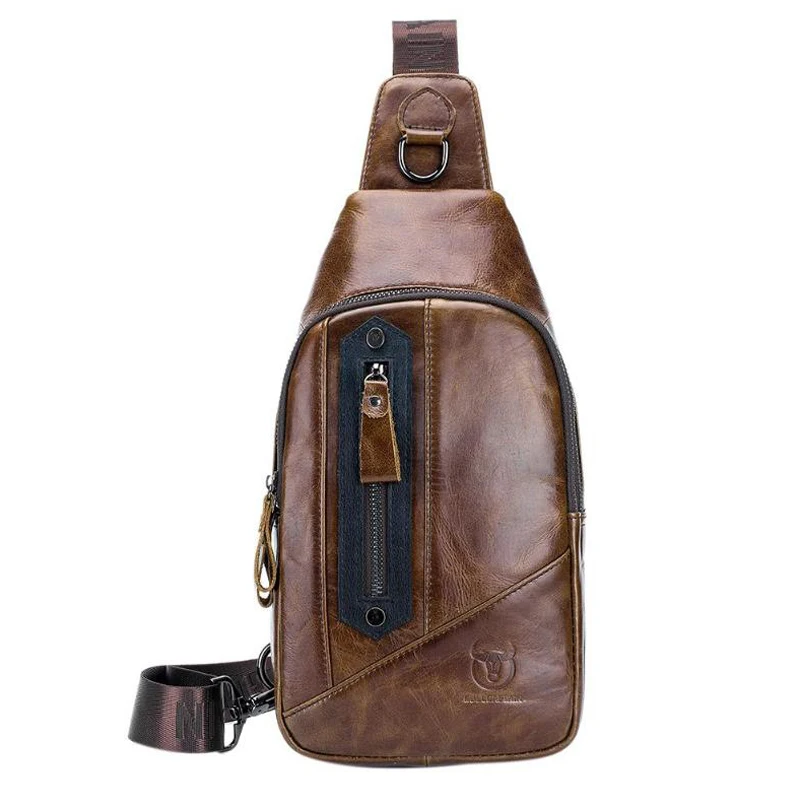 

Bullcaptain Genuine Leather Shoulder Bags Sports Men Crossbody Chest Bags