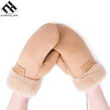 Evrfelan одноцветные перчатки толстые Хлопковые варежки для женщин девочек зимние теплые варежки на веревке варежки