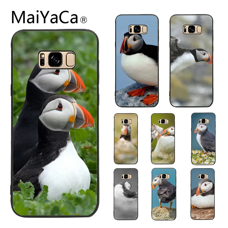 

MaiYaCa Catch fish Puffin TPU Soft Silicone black Phone Case For Samsung Galaxy S5 S6 S7 S8 S9 and S9 Plus