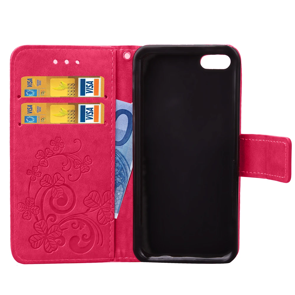 Для iPhone 5S кожаный флип бумажник чехол для iPhone 5 5S 5C SE мягкий силиконовый ударопрочный чехол Подставка для телефона сумка